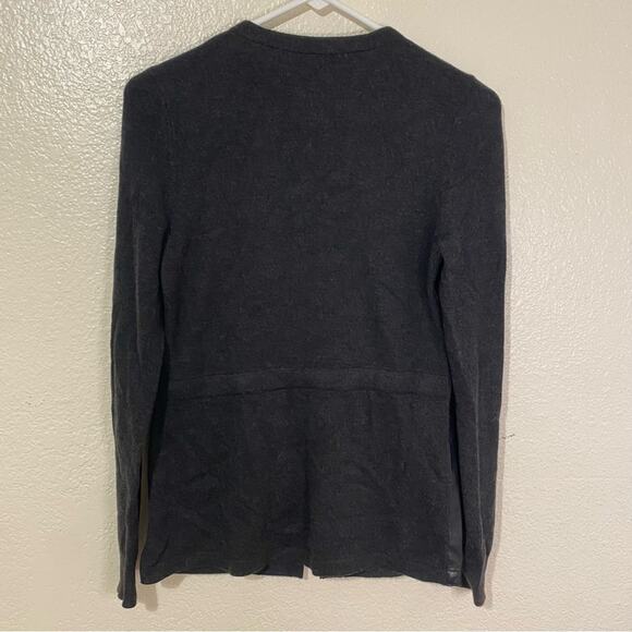 Etcetera Black Cashmere W/ Leather Zipper Front Sweater Size XS - Picture 6 of 7